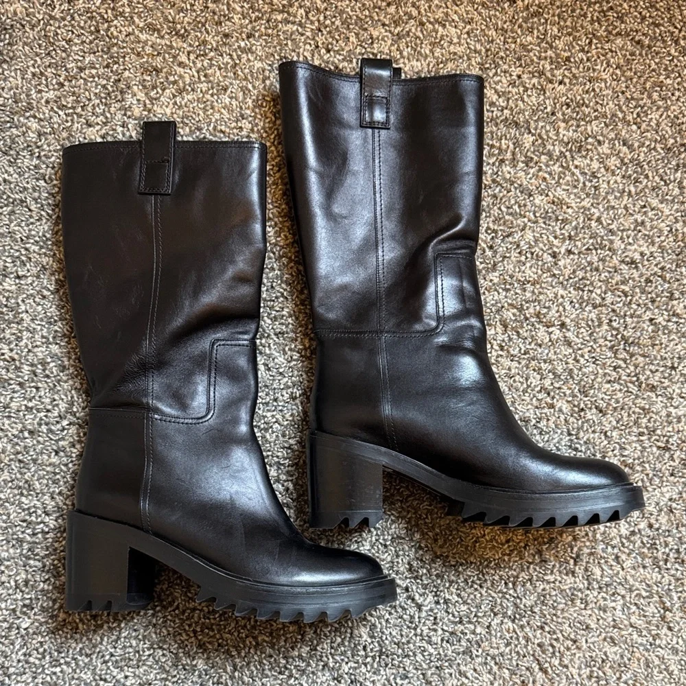 Tamara Mellon Black Mid-Calf Easy Rider Boots - Picture 9 of 9